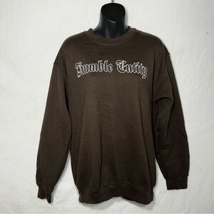 Unisex M Brown Urban Streetwear Oversized Crew Neck Graphic Print
